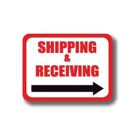 Ergomat 12in x 12in RECTANGLE SIGNS - Shipping & Receiving Right Arrow DSV-SIGN 144 #7010 -UEN